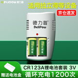 德力普（Delipow）cr2充电电池3V CR123A锂电池3.7V大容量充电套装适用拍立得相机/测距仪/碟刹锁/报警器/手电筒等 3V CR123A锂电池【2节】+充电器
