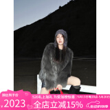 付智恩芦苇花 芬兰进口狐狸毛典雅轻盈年轻感圆领皮草外套女 深灰绿 S