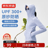 京东京造【UPF300+】防晒衣女士原纱冰丝凉感夏季防晒服女外套 浅灰蓝L