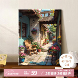 好久不见数字油画diy治愈系怀旧老街风景花卉手工填色画丙烯装饰油彩挂画