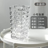 军英（JUNYING） 军英 玻璃花瓶彩色磨砂透明水培植物插花瓶客厅餐厅摆件花瓶 JY825透明花瓶12*24CM 24cm 1只装
