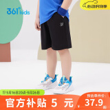 361°儿童短裤夏季男女童3-12岁透气运动裤梭织五分裤 黑 110