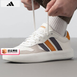 阿迪达斯 （adidas）板鞋男鞋 2025夏季新款运动鞋低帮透气休闲鞋耐磨轻便小白鞋 皮面透气/亮白/灰/黄 41 （内长255mm）