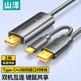 山泽双usb对拷线type-c电脑数据对传线多功能免驱传输连接线键盘鼠标双机共享互联线2米 WTH20