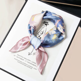 达芬奇密码丝巾女春夏新款2025真丝小方巾桑蚕丝围巾妈妈礼品盒送妈妈送女友 花颜如夏 粉紫