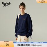 Reebok锐步官方24年新款男女款潮流舒适宽松百搭套头卫衣 24FRE301UGN2 藏蓝 L