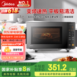 美的（Midea）家用变频微波炉平板式易清洁 800W微波速热 一键智能菜单 钻石背板 微晶面板加热20L（PM20M2）
