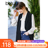betu百图女装韩版英伦风气质外穿西装领马甲女2202T77 黑色 S