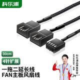 科乐浦（KELEPU）电脑PWM温控散热FAN风扇4Pin一转二延长线 每端四线全 机箱主板CPU风扇延长线 4Pin风扇线 30cm