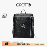 GROTTO个乐黑石双肩包大容量褶皱绵羊皮软皮电脑包通勤旅行包礼物 黑石背包L（银标）