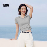 森马（Semir）代露娃|polo衫女短款辣妹衬衫2025夏刺绣凉感紧身T恤09325115005