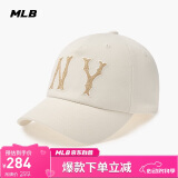 MLB帽子男女情侣棒球帽秋季刺绣大LOGO休闲遮阳帽3ACPC024N-50CRM-F