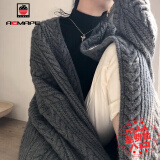 AEMAPE针织衫女2025春秋季新款毛衣开衫复古时尚宽松麻花中长款上衣 深灰色 L _105-115斤