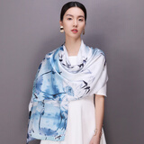 达芬奇密码高档丝巾女100%真丝围巾春秋保暖节日送女性妈妈礼物披肩 莲花三喻