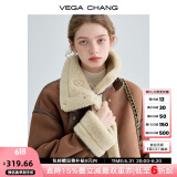 VEGA CHANG皮毛一体短外套女2024冬旷野美拉德加绒机车风大衣oversize 焦糖棕 M