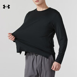 安德玛（Under Armour）官网男装 25夏季新款运动服健身跑步训练服舒适透气圆领休闲长袖 25年新款/黑色/宽松版型 L