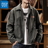 真维斯（Jeanswest）底特律工装外套男秋冬款2025新款美式复古潮牌纯棉休闲男夹克痞帅 灰色 M 适合 115斤-140斤
