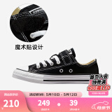 匡威（Converse）童鞋儿童低帮帆布鞋春季男女童全明星新品经典款软底魔术贴帆布鞋 黑色[经典款新版】 偏大选小一码 34 【建议脚长21.5cm】