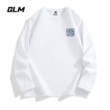 GLM白色长袖t恤男春秋季重磅男装打底衫纯棉吸汗宽松大码男士衣服