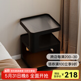 航轩世家床头柜小型家用卧室创意床边柜现代简约收纳架子铁艺移动边几 【带感应灯】40*40*59cm-幽暗黑