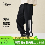 迪士尼（DISNEY）男童针织加绒长裤儿童中大童帅气运动裤子24冬DB431ME34黑160