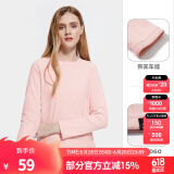 骆驼圆领抓绒衣男款秋季简约保暖长袖T恤情侣款打底衫上衣女 A1W1VV110，玫瑰灰粉，女 L
