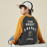 多多家2025春秋款|男童撞色插肩袖T恤儿童亲肤吸汗长袖中大童纯棉上衣