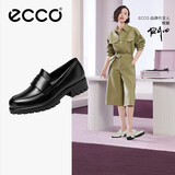 爱步（ECCO）乐福鞋女 经典厚底百搭英伦风皮鞋 摩登女鞋490013 黑色36