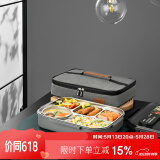 泰福高（TAFUCO）316不锈钢饭盒上班族大容量便携便当盒学生餐盘5分隔带汤碗T5215