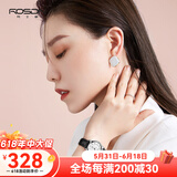 劳士顿（ROSDN）手表女士手表男真皮防水石英表男表简约情侣手表新年情人节礼物 本色白盘女