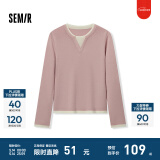 森马（Semir）毛衣女短款假两件含羊毛针织衫2024冬季新款修身保暖软糯v领内搭 白红色调00416 L /165/88A