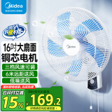 美的（Midea）电风扇商用壁扇壁挂式风扇工业工程扇家用摇头转页扇餐厅客厅宿舍食堂 FWA40UA【五叶机械 16吋强风】 家用壁挂式