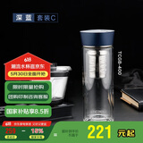 膳魔师（THERMOS）玻璃杯套组400ml双层耐热带滤网泡茶TCGB-400-BL iwaki 促销装 C