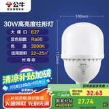 公牛（BULL）LED灯泡高亮柱形灯厂房车间商超食堂 30W球泡暖白光3000KE27螺口