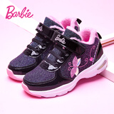 芭比童鞋女童运动鞋儿童棉鞋加绒大童高帮鞋女童加厚棉鞋DA5206 黑 35