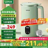 LOTOR破壁机家用全自动豆浆机迷你小型多功能果汁榨汁料理机免煮2025新款米糊机3一4人五谷杂粮流食 1.2L绿色316不锈钢款