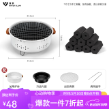 清系烤火炉户外庭院烤火盆碳烤炉取暖炉室内烧烤炉家用碳炭围炉煮茶 围炉煮茶+3斤碳 标准款