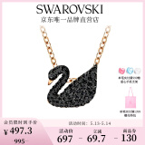 施华洛世奇（SWAROVSKI）Swan优雅天鹅项链女吊坠轻奢小众送女友520礼物女 镀玫瑰金色(小)5204133