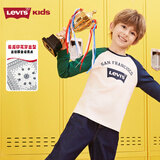 李维斯（Levi's）儿童装长袖T恤秋季新款男童女童上衣宝宝打底衫 糖果白 160 /80 【建议身高158-170cm】