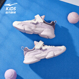 鸿星尔克儿童运动鞋男女童春夏网面透气魔术贴软底耐磨休闲跑步鞋|小贝 【女密网】淡紫粉/微晶白/神秘紫 -偏小1码 35