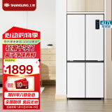上菱417升十字对开门冰箱 变频节能 一级能效 风冷无霜 离子净味养鲜  大容量四开门家用电冰箱 BQE417PWL（岩白）