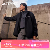 adidas防风防水保暖户外抓绒内胆三合一冲锋衣男阿迪达斯TERREX   黑色/碳黑   L