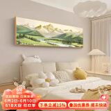 墨派卧室装饰画床头挂画现代简约轻奢酒店墙画客厅背景墙主卧房间壁画 背靠金山 160x50cm适合1.8米床晶瓷