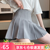 萝美酱百褶裙女夏季短裙jk制服小裙子学院风高腰春秋a字半身裙小个子 浅灰色常规款（抗皱西装面料） M 【建议95-105斤】