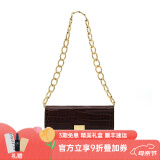 A.Cloud复古鳄鱼纹牛皮书本锁链条单肩斜跨女腋下包 送女友母亲节礼物 咖啡鳄鱼纹+粗链条