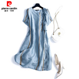 皮尔卡丹（pierre cardin）余单剪标日系原单棉麻连衣裙法式蝴蝶结苎麻亚麻大摆长裙 图片色（少量现货） L 【建议110-130斤】