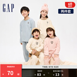 Gap男童LOGO摇粒绒睡衣睡裤两件套家居服套装889906 米白色 130cm(S)亚洲尺码
