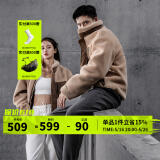 Monster Guardians休闲外套男 秋冬咖色灯芯绒拼接刺绣复古外套情侣同款夹克外套 卡其色外套 M (体重参考120斤-150斤)