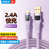 ROCK【智能快充】苹果充电线快充数据线usb to lighting平板iPad iPhone14/13promax/12/Xs手机1.2米