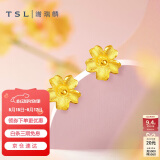谢瑞麟（TSL）黄金耳钉磨砂朱槿花朵足金耳饰YM352 约0.75g生日礼物